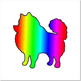 Rainbow Pomeranian Silhouette Posters and Art